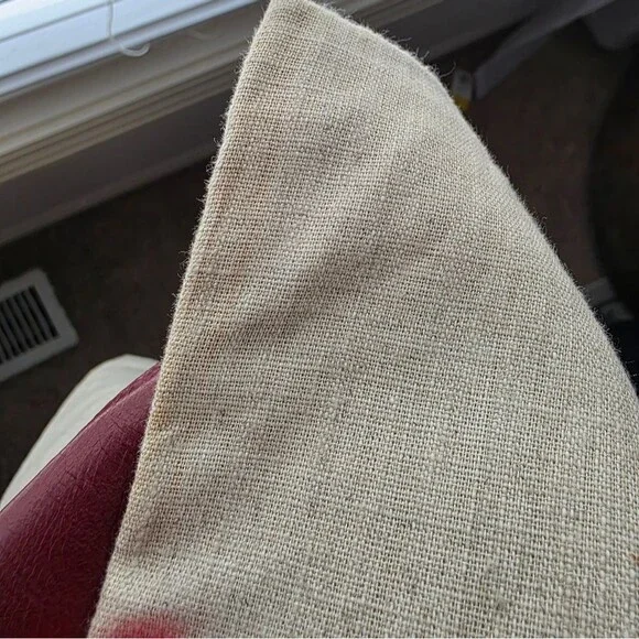Pottery Barn Pieced Leather Pillow Covers 18x18 Burgundy Orange Set Of 2